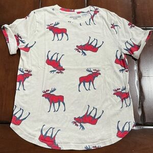 Abercrombie & Fitch Kids Moose Print Tee - Red and White